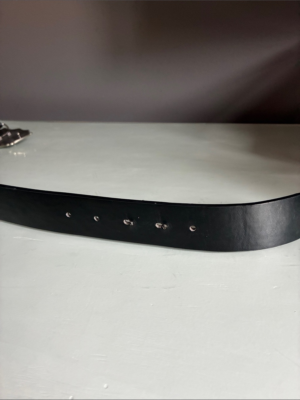 Black Leather Belt with Ornate Silver Buckle - Picture 7 of 7